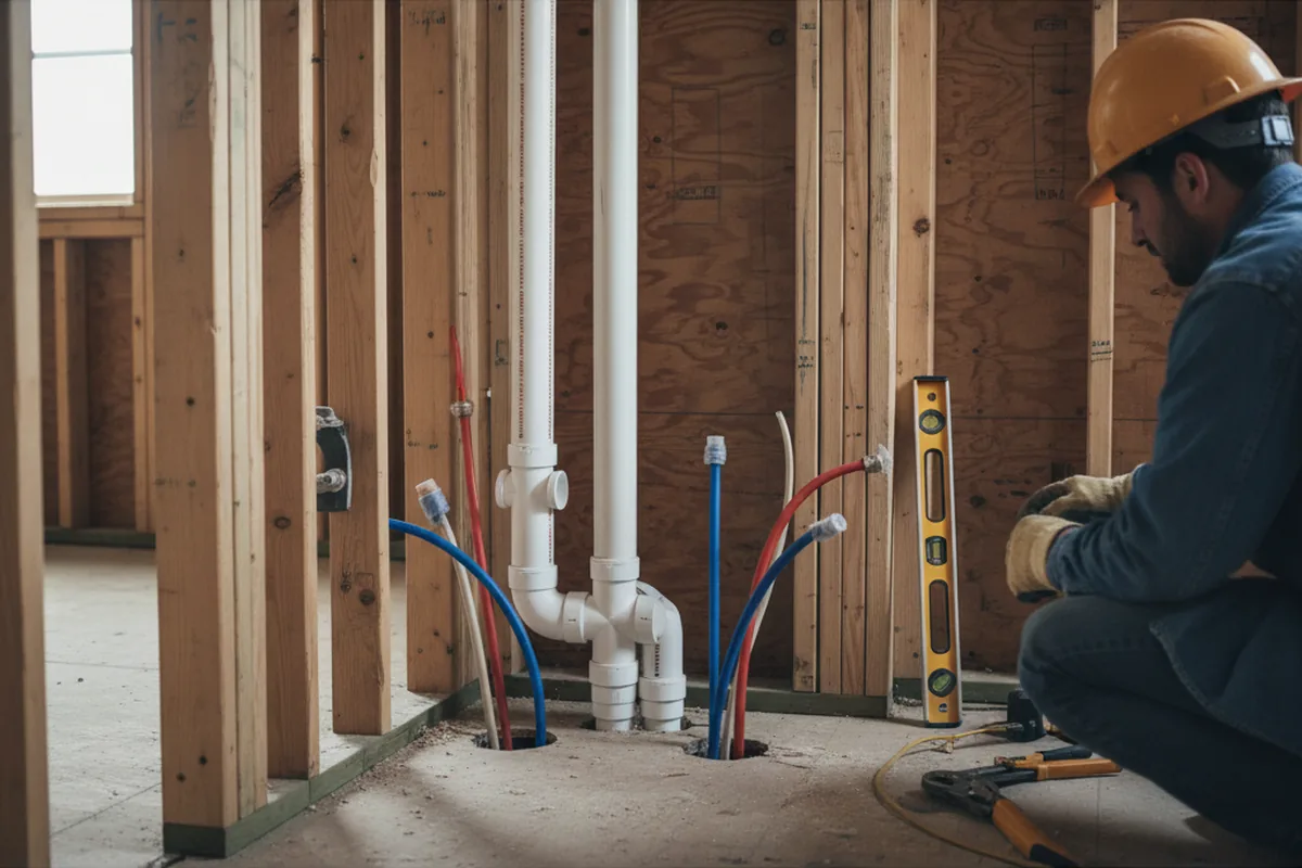 Drain and supply rough-in during Drain Cleaning in Ezel