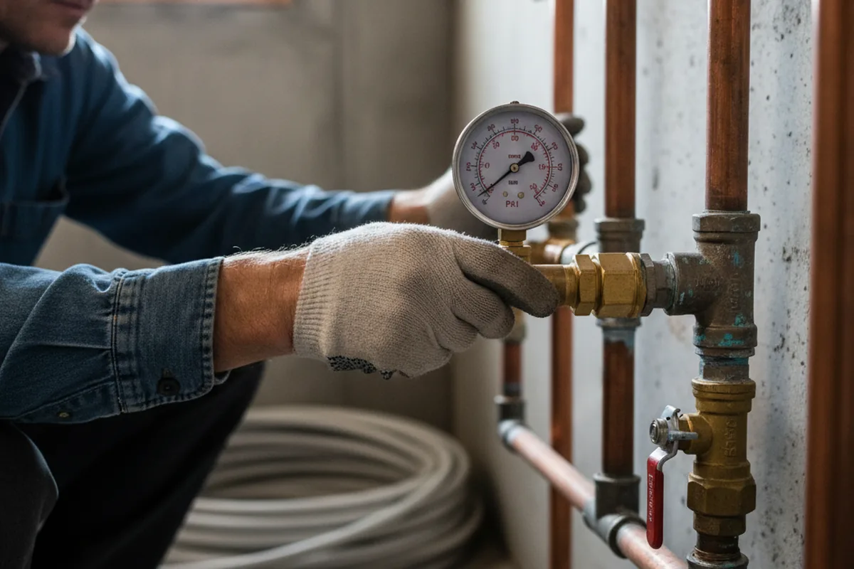 Pressure testing a repaired line during Water Line Repair in Ezel